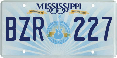 MS license plate BZR227