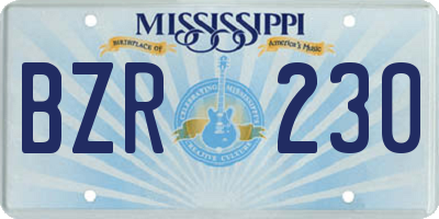 MS license plate BZR230