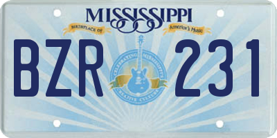 MS license plate BZR231
