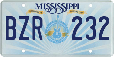 MS license plate BZR232