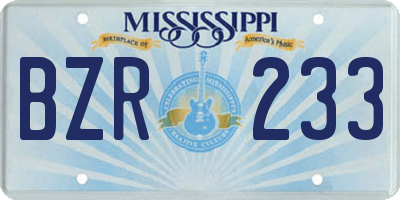 MS license plate BZR233