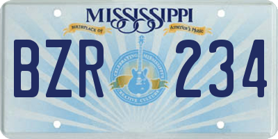 MS license plate BZR234