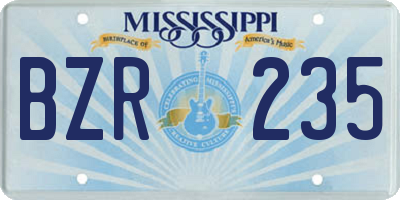 MS license plate BZR235