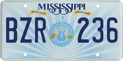 MS license plate BZR236