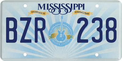 MS license plate BZR238