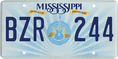 MS license plate BZR244