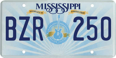 MS license plate BZR250