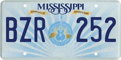 MS license plate BZR252