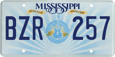 MS license plate BZR257