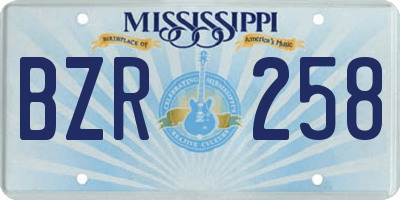 MS license plate BZR258