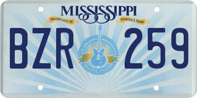 MS license plate BZR259