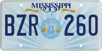 MS license plate BZR260