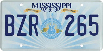 MS license plate BZR265
