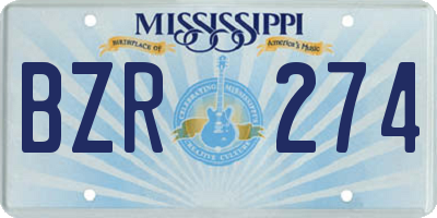 MS license plate BZR274