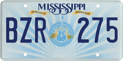 MS license plate BZR275