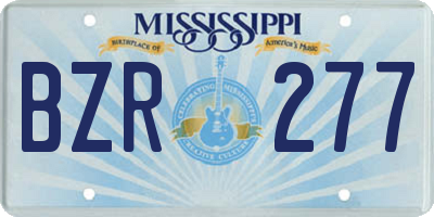 MS license plate BZR277