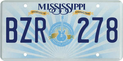 MS license plate BZR278