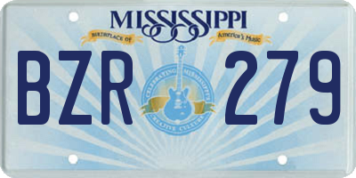 MS license plate BZR279
