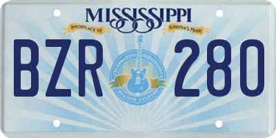 MS license plate BZR280