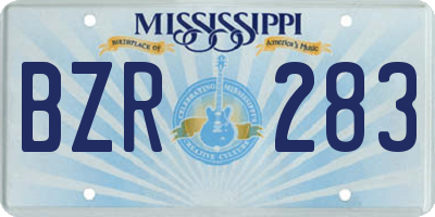 MS license plate BZR283