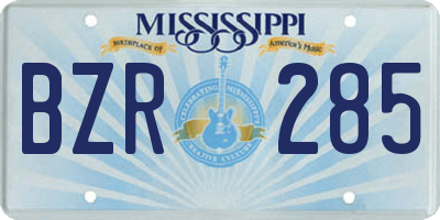 MS license plate BZR285