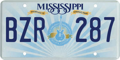 MS license plate BZR287