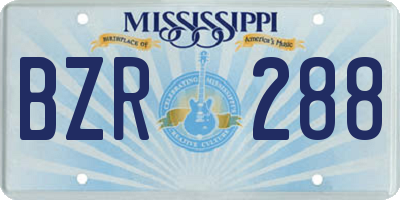 MS license plate BZR288