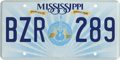 MS license plate BZR289