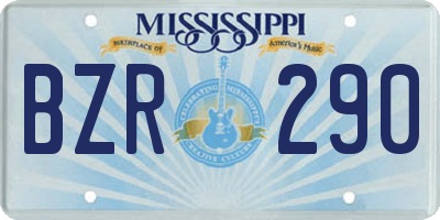 MS license plate BZR290