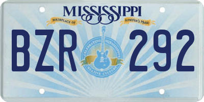 MS license plate BZR292
