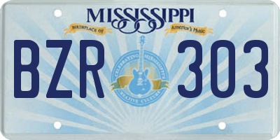 MS license plate BZR303