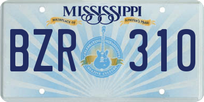 MS license plate BZR310