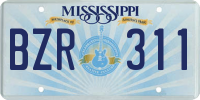 MS license plate BZR311