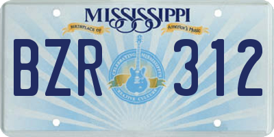 MS license plate BZR312