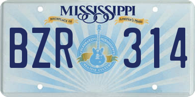 MS license plate BZR314