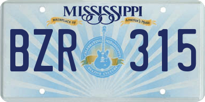 MS license plate BZR315