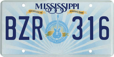 MS license plate BZR316
