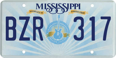 MS license plate BZR317