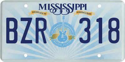 MS license plate BZR318