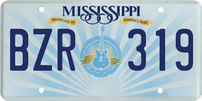 MS license plate BZR319
