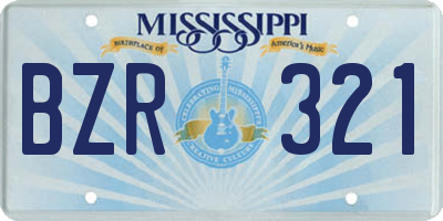 MS license plate BZR321
