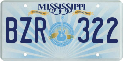 MS license plate BZR322
