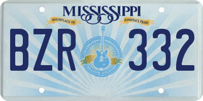 MS license plate BZR332