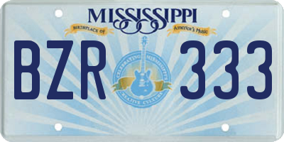 MS license plate BZR333