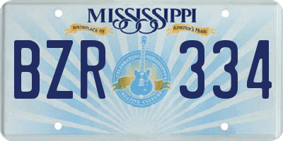 MS license plate BZR334