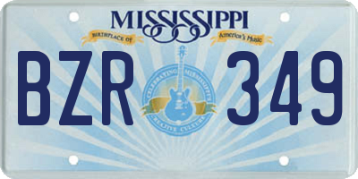 MS license plate BZR349