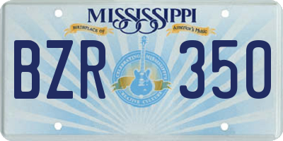 MS license plate BZR350