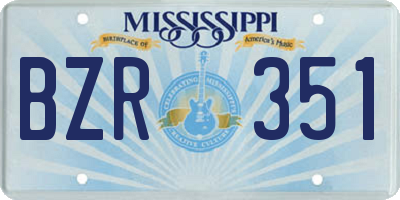 MS license plate BZR351