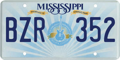 MS license plate BZR352
