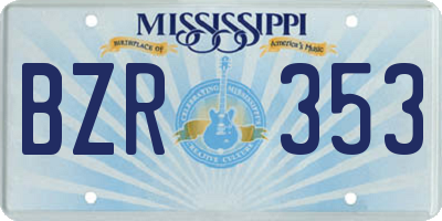 MS license plate BZR353